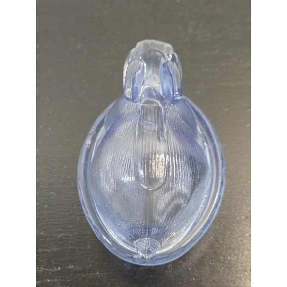 L E Smith Glass Bunny Candy Dish Blue Easter Rabbit On Nest Basket Trinket Dish - Picture 6 of 13